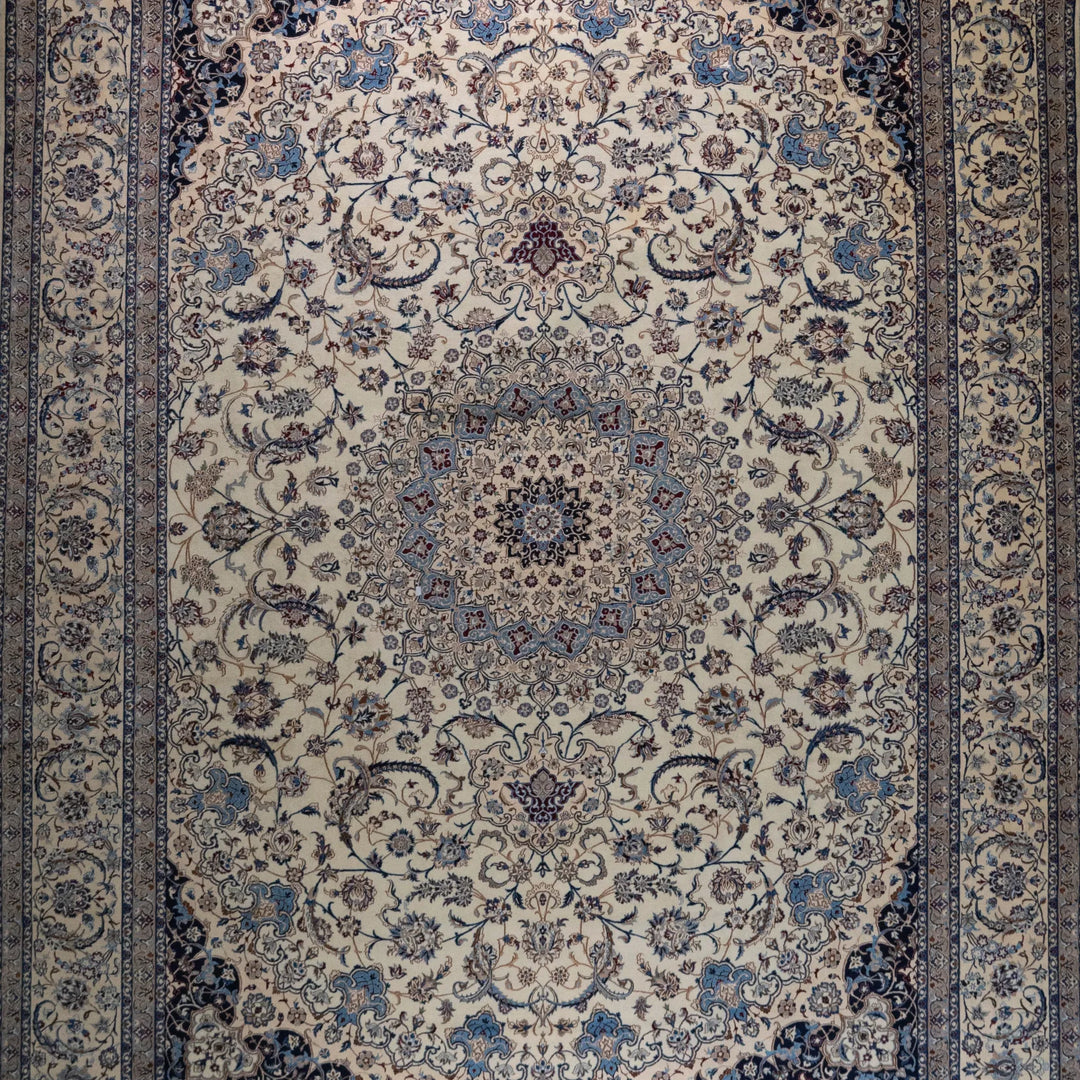 10' 0" x 13' 3" - BEIGE AND BEIGE NAEIN FLORAL PERSIAN RUG ( 305 x 404 CM )