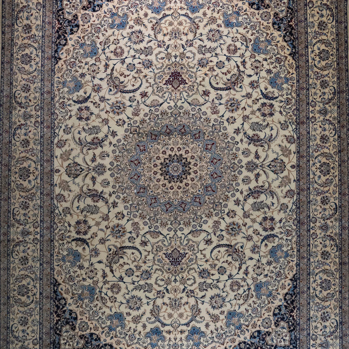 10' 0" x 13' 3" - BEIGE AND BEIGE NAEIN FLORAL PERSIAN RUG ( 305 x 404 CM )