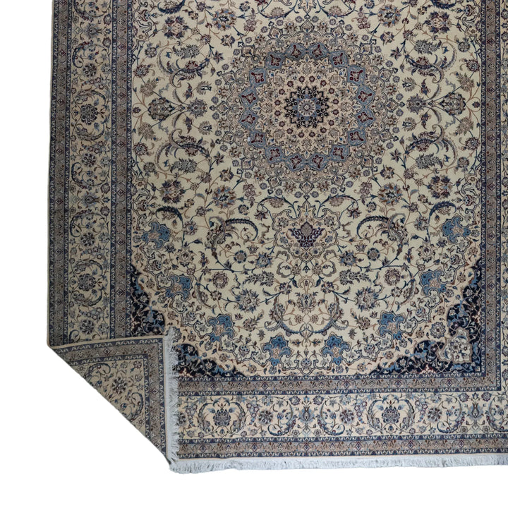 10' 0" x 13' 3" - BEIGE AND BEIGE NAEIN FLORAL PERSIAN RUG ( 305 x 404 CM )