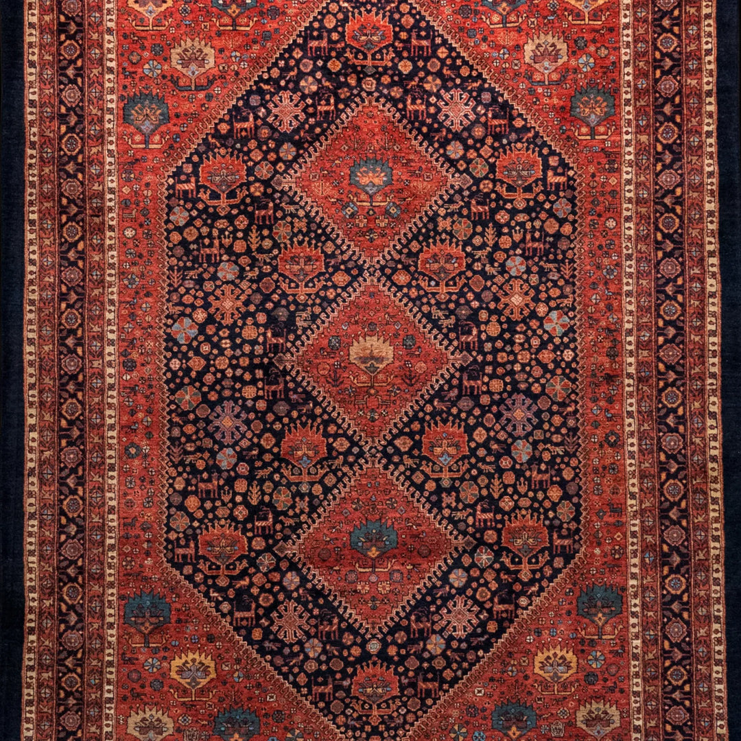 6' 0" x 8' 4" - NAVY AND NAVY GHASHGAHAII GEOMETRIC PERSIAN RUG ( 183 x 254 CM )