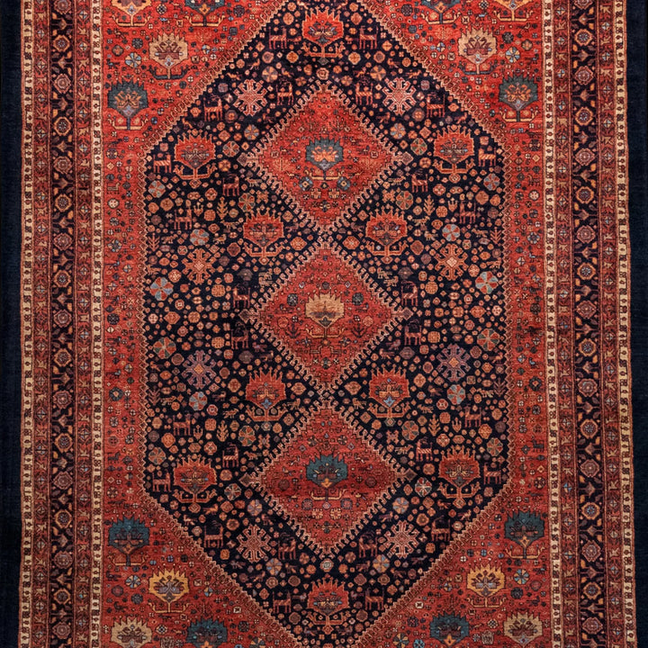 6' 0" x 8' 4" - NAVY AND NAVY GHASHGAHAII GEOMETRIC PERSIAN RUG ( 183 x 254 CM )