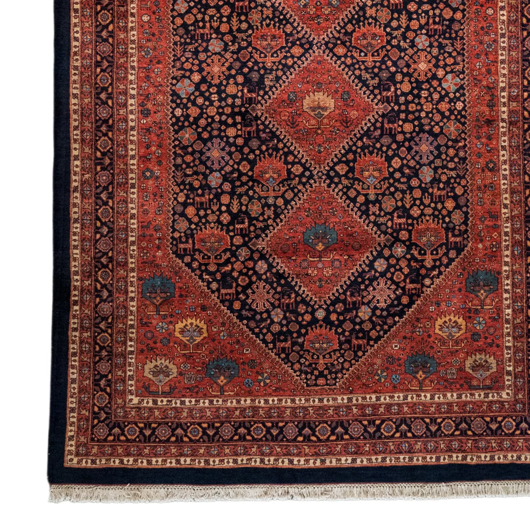 6' 0" x 8' 4" - NAVY AND NAVY GHASHGAHAII GEOMETRIC PERSIAN RUG ( 183 x 254 CM )