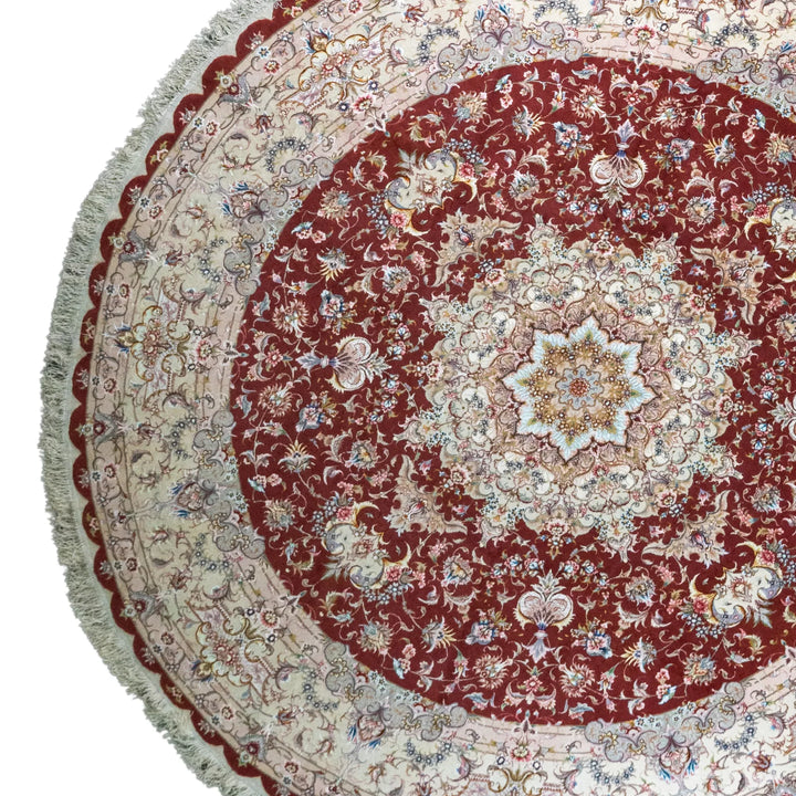 9' 9" x 9' 9" - RED AND BEIGE TABRIZ FLORAL PERSIAN RUG ( 297 x 297 CM )