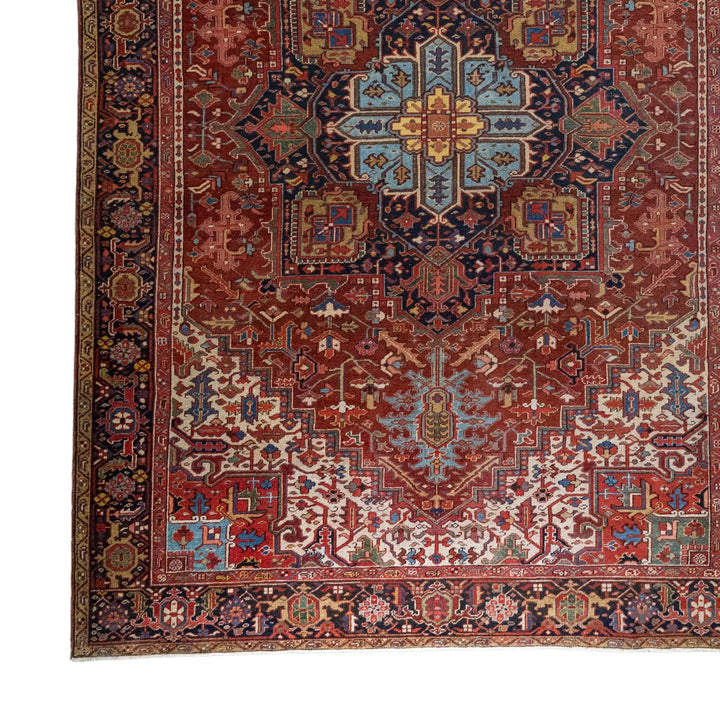 8' 6" x 12' 2" - RED AND NAVY HERIZ GEOMETRIC PERSIAN RUG ( 259 x 371 CM )