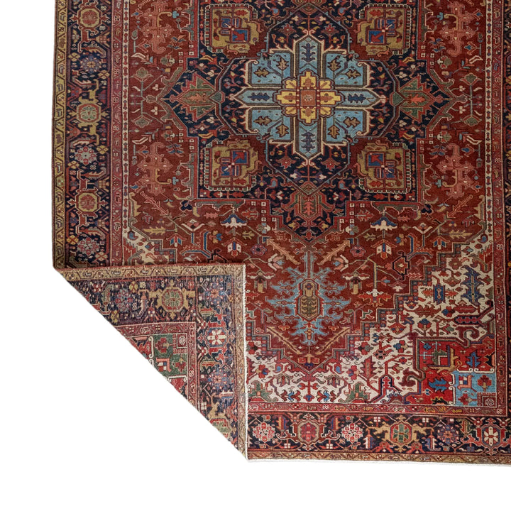 8' 6" x 12' 2" - RED AND NAVY HERIZ GEOMETRIC PERSIAN RUG ( 259 x 371 CM )