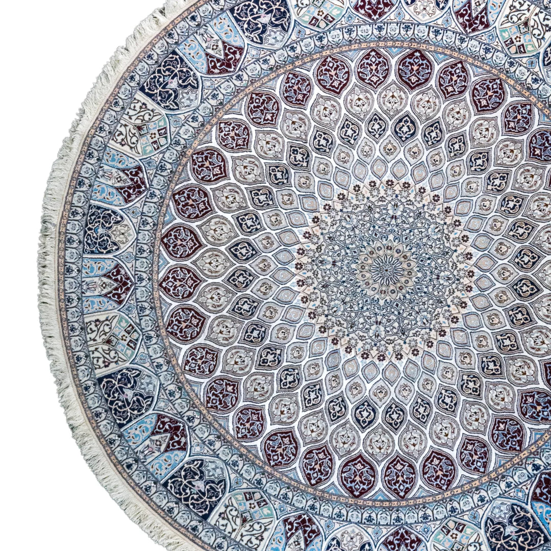 8' 5" x 8' 5" - BEIGE AND BEIGE NAEIN FLORAL PERSIAN RUG ( 256 x 256 CM )