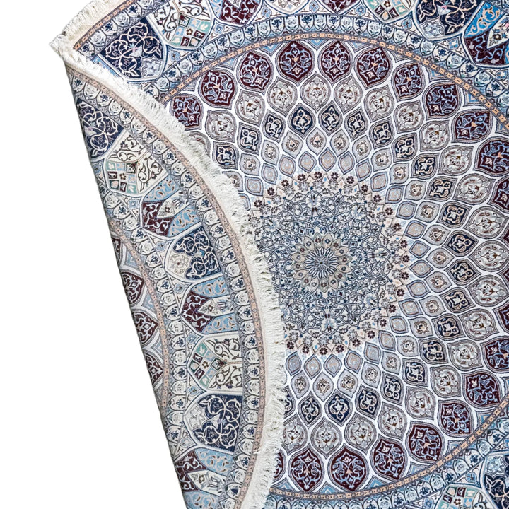 8' 5" x 8' 5" - BEIGE AND BEIGE NAEIN FLORAL PERSIAN RUG ( 256 x 256 CM )