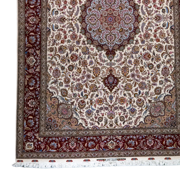 11' 5" x 12' 0" - BEIGE AND RED TABRIZ FLORAL PERSIAN RUG ( 348 x 366 CM )
