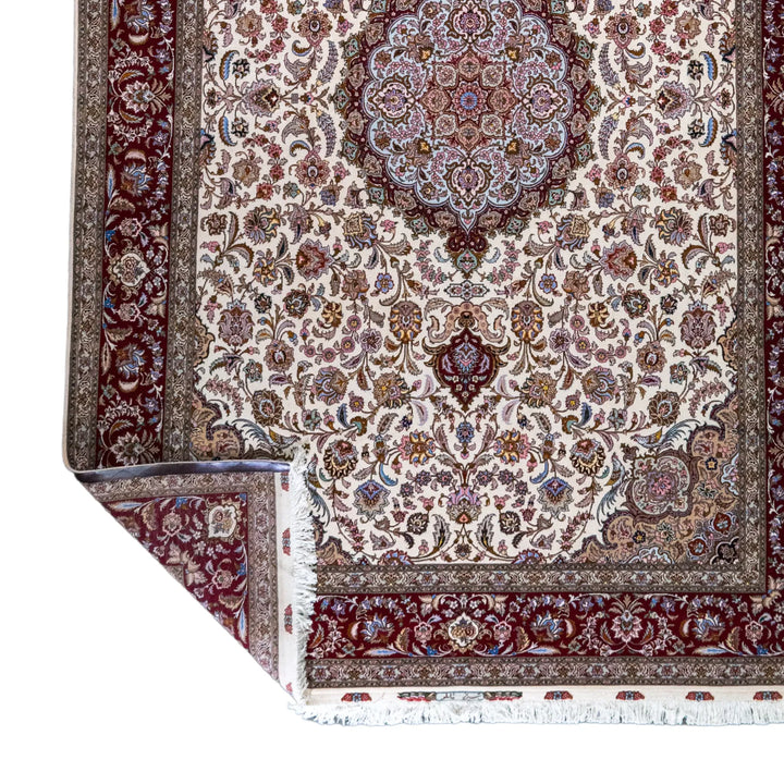 11' 5" x 12' 0" - BEIGE AND RED TABRIZ FLORAL PERSIAN RUG ( 348 x 366 CM )