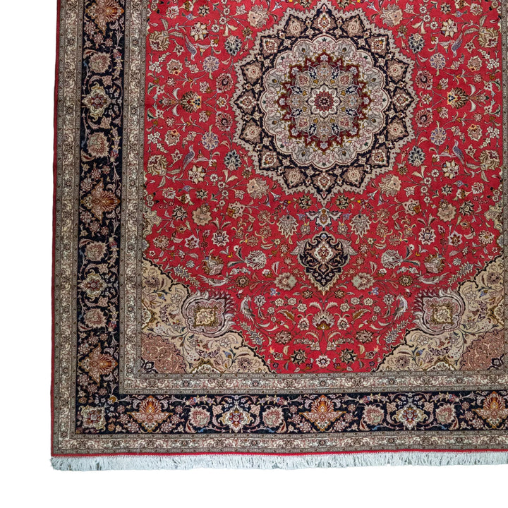 10' 0" x 13' 3" - RED AND NAVY TABRIZ FLORAL PERSIAN RUG ( 305 x 404 CM )