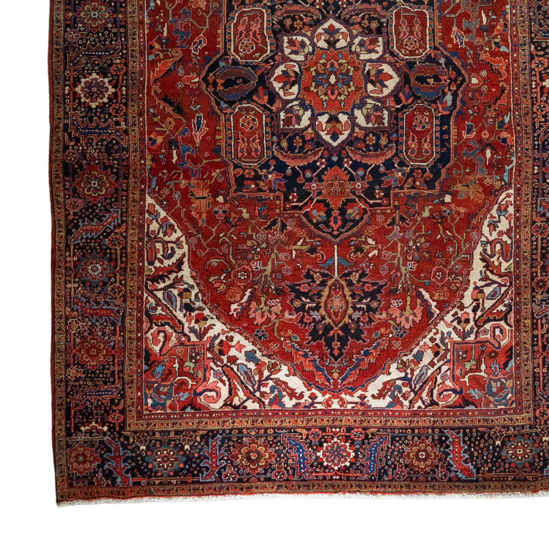 8' 8" x 12' 2" - RED AND NAVY HERIZ GEOMETRIC PERSIAN RUG ( 264 x 371 CM )