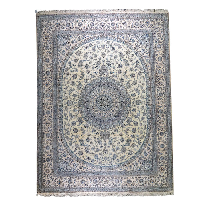 10' 1" x 13' 7" - BEIGE AND BEIGE NAEIN FLORAL PERSIAN RUG ( 307 x 414 CM )