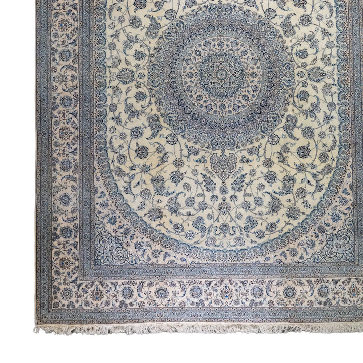 10' 1" x 13' 7" - BEIGE AND BEIGE NAEIN FLORAL PERSIAN RUG ( 307 x 414 CM )