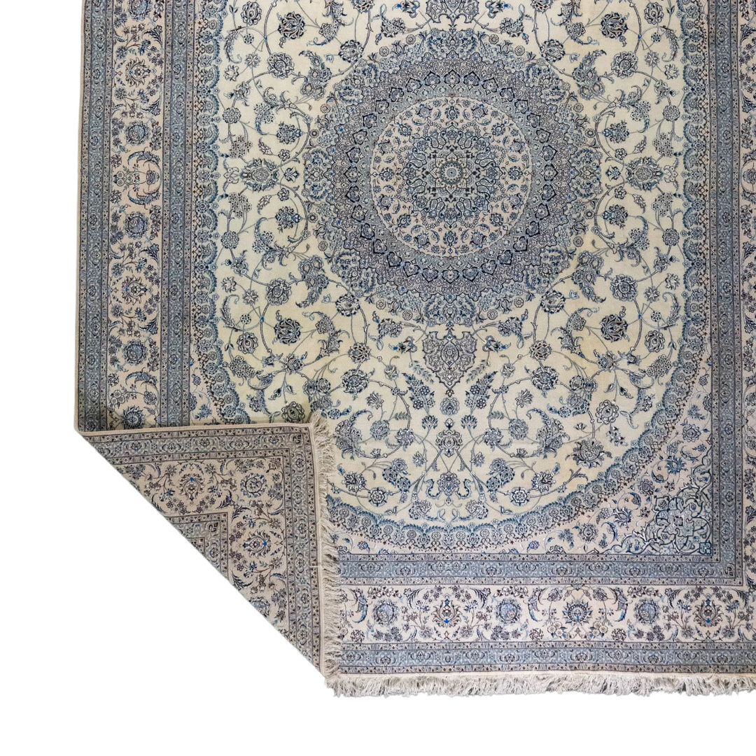 10' 1" x 13' 7" - BEIGE AND BEIGE NAEIN FLORAL PERSIAN RUG ( 307 x 414 CM )