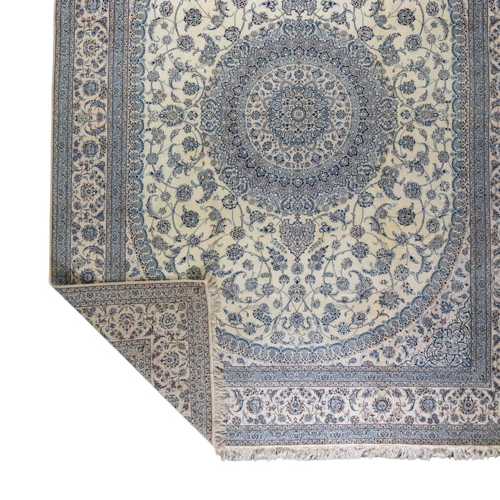 10' 1" x 13' 7" - BEIGE AND BEIGE NAEIN FLORAL PERSIAN RUG ( 307 x 414 CM )