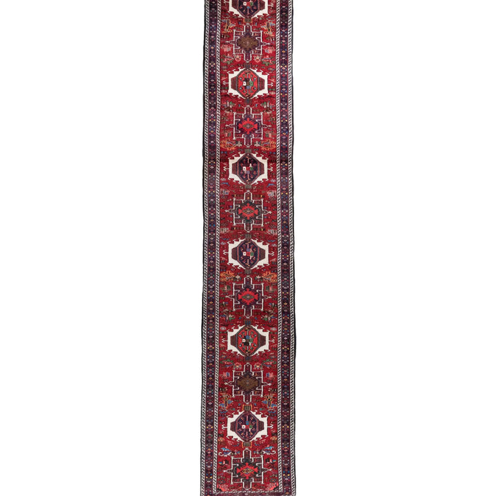 2' 7" x 16' 0" - RED AND RED KARAJEH GEOMETRIC PERSIAN RUG ( 79 x 487 CM )