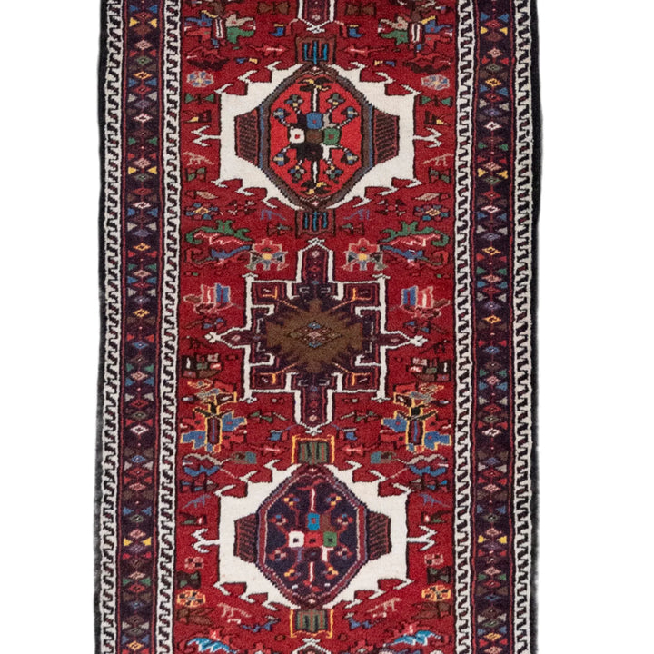 2' 7" x 16' 0" - RED AND RED KARAJEH GEOMETRIC PERSIAN RUG ( 79 x 487 CM )