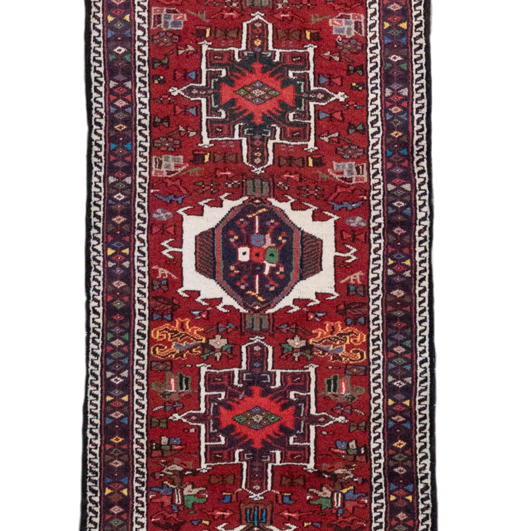 2' 7" x 16' 0" - RED AND RED KARAJEH GEOMETRIC PERSIAN RUG ( 79 x 487 CM )