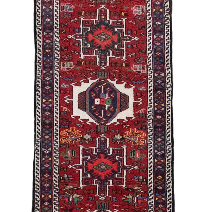 2' 7" x 16' 0" - RED AND RED KARAJEH GEOMETRIC PERSIAN RUG ( 79 x 487 CM )