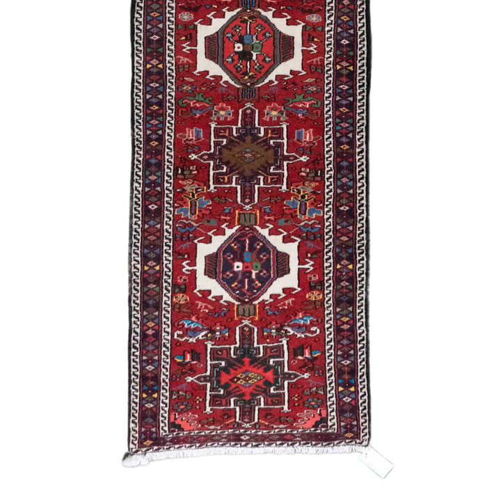 2' 7" x 16' 0" - RED AND RED KARAJEH GEOMETRIC PERSIAN RUG ( 79 x 487 CM )
