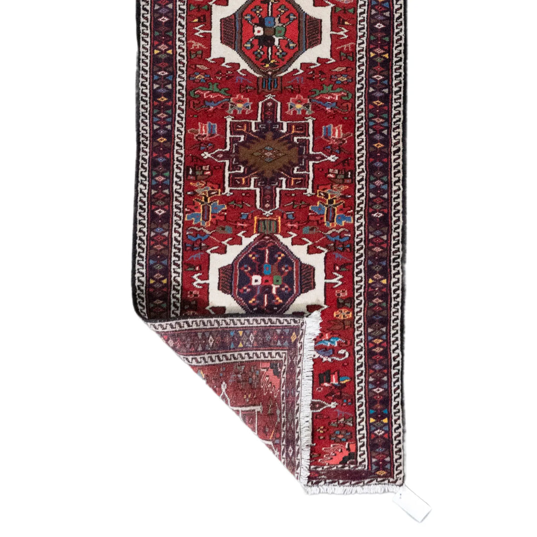 2' 7" x 16' 0" - RED AND RED KARAJEH GEOMETRIC PERSIAN RUG ( 79 x 487 CM )