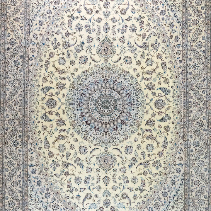 8' 2" x 11' 6" - BEIGE AND BEIGE NAEIN FLORAL PERSIAN RUG ( 249 x 350 CM )