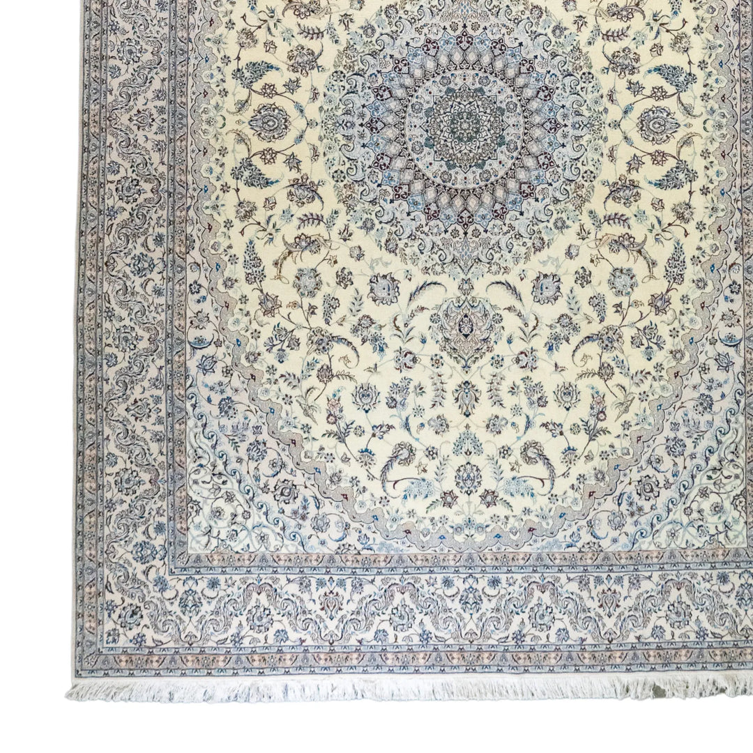 8' 2" x 11' 6" - BEIGE AND BEIGE NAEIN FLORAL PERSIAN RUG ( 249 x 350 CM )