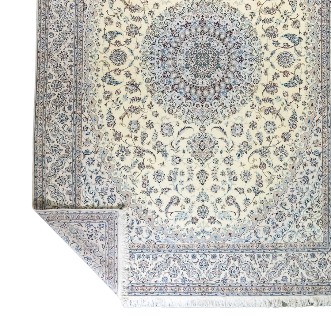 8' 2" x 11' 6" - BEIGE AND BEIGE NAEIN FLORAL PERSIAN RUG ( 249 x 350 CM )