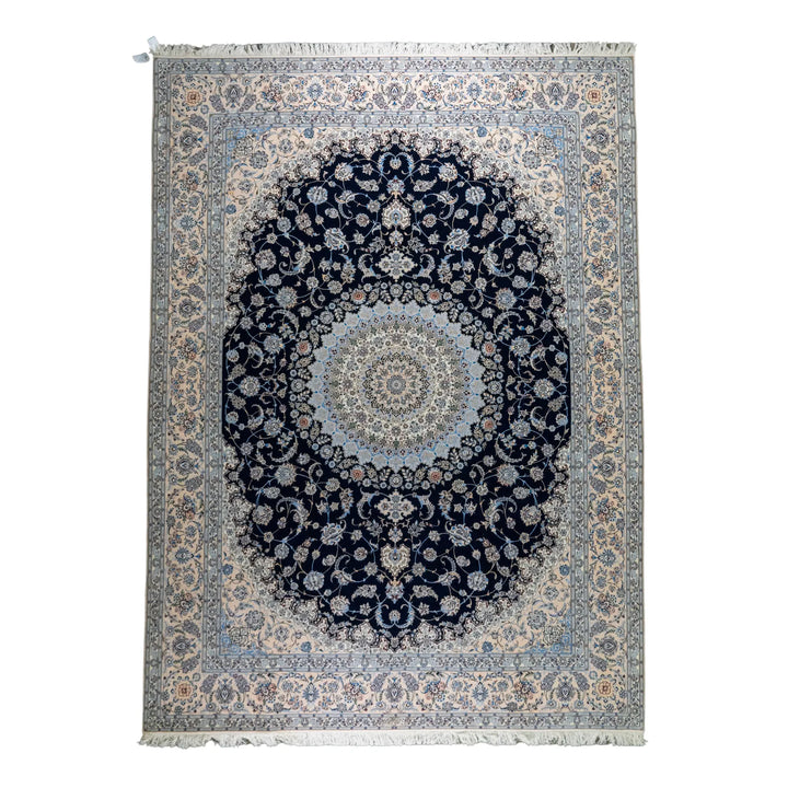 10' 0" x 13' 8" - NAVY AND BEIGE NAEIN FLORAL PERSIAN RUG ( 305 x 416 CM )