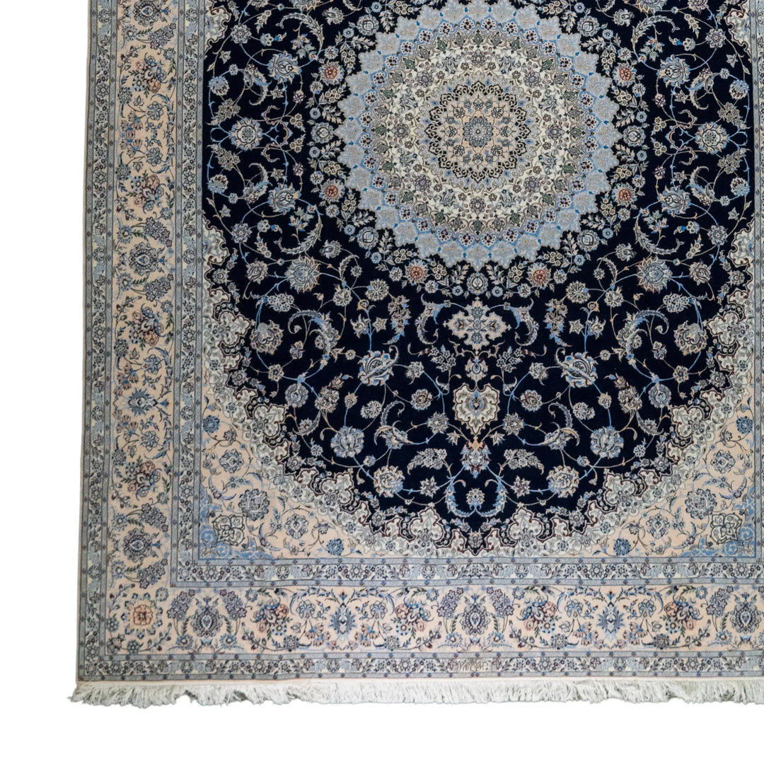 10' 0" x 13' 8" - NAVY AND BEIGE NAEIN FLORAL PERSIAN RUG ( 305 x 416 CM )