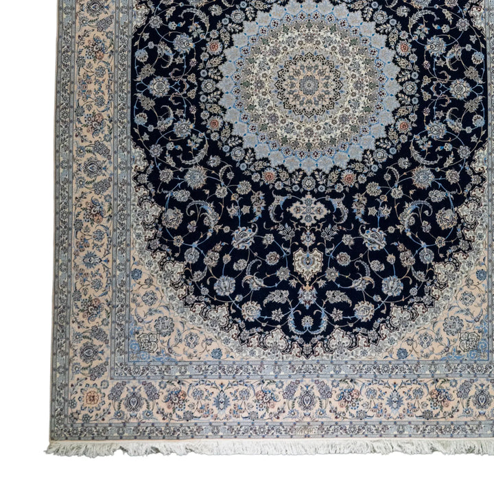 10' 0" x 13' 8" - NAVY AND BEIGE NAEIN FLORAL PERSIAN RUG ( 305 x 416 CM )