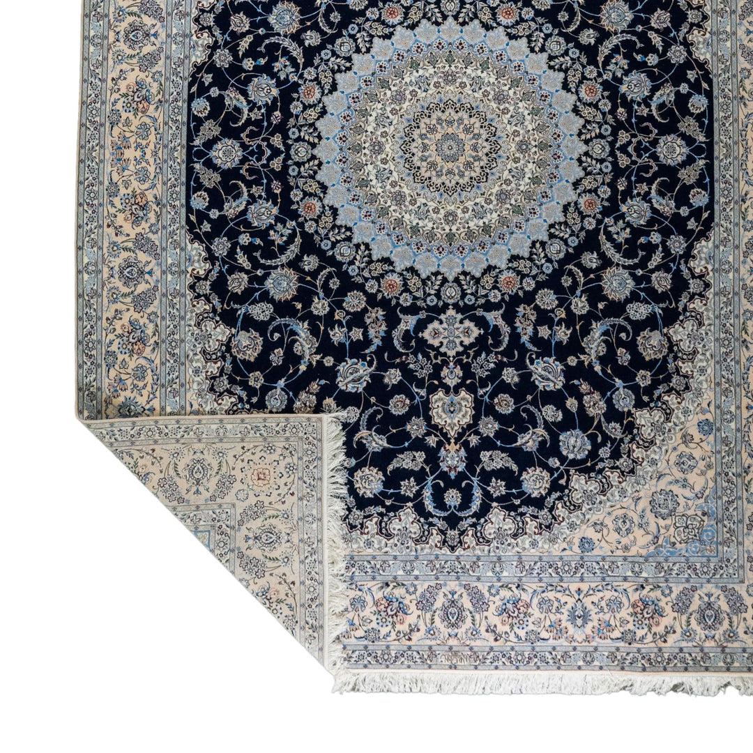 10' 0" x 13' 8" - NAVY AND BEIGE NAEIN FLORAL PERSIAN RUG ( 305 x 416 CM )