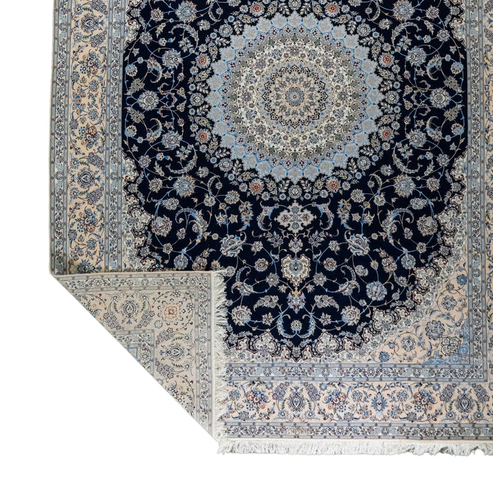 10' 0" x 13' 8" - NAVY AND BEIGE NAEIN FLORAL PERSIAN RUG ( 305 x 416 CM )