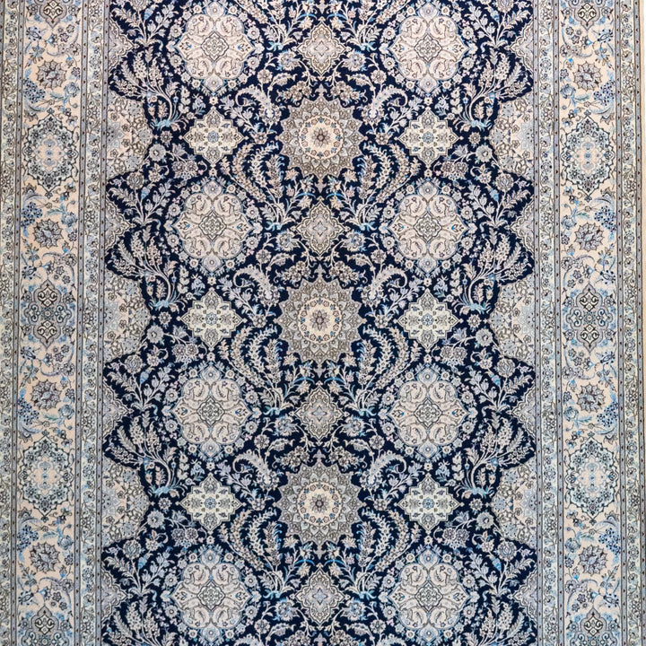 7' 1" x 10' 6" - NAVY AND BEIGE NAEIN FLORAL PERSIAN RUG ( 216 x 320 CM )