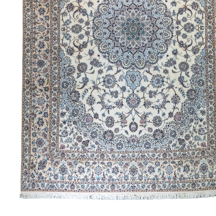 9' 6" x 13' 5" - BEIGE AND BEIGE NAEIN FLORAL PERSIAN RUG ( 289 x 409 CM )