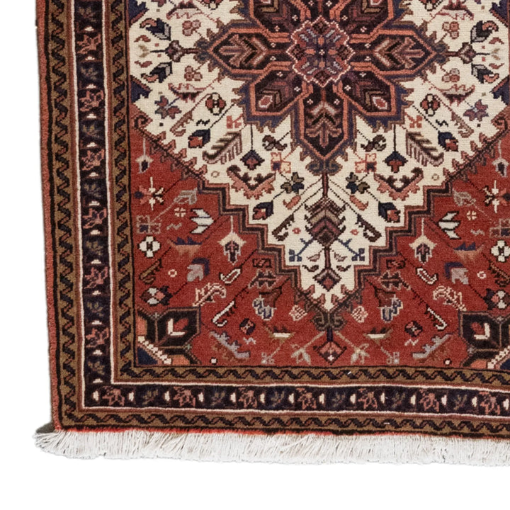 3' 3" x 4' 7" - RED AND BLUE HERIZ GEOMETRIC PERSIAN RUG ( 99 x 140 CM )