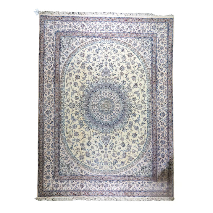 9' 10" x 13' 3" - BEIGE AND BEIGE NAEIN FLORAL PERSIAN RUG ( 300 x 404 CM )