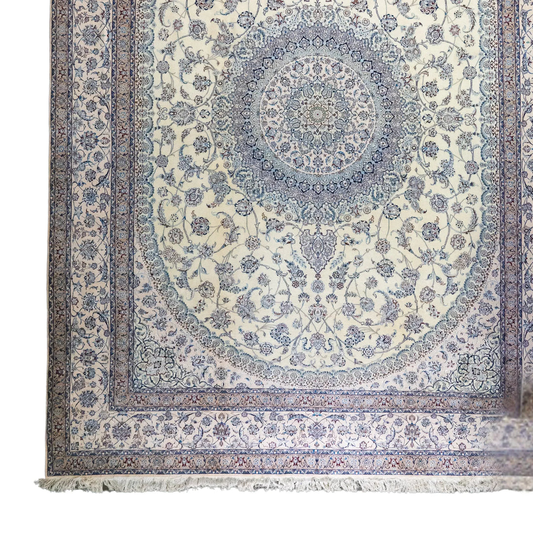 9' 10" x 13' 3" - BEIGE AND BEIGE NAEIN FLORAL PERSIAN RUG ( 300 x 404 CM )