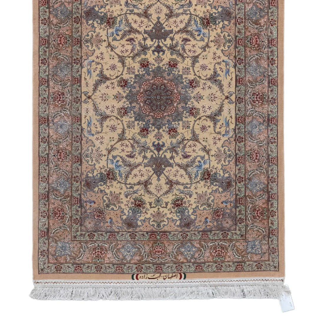 3' 6" x 4' 11" - NAVY AND RED ISFAHAN FLORAL PERSIAN RUG ( 106 x 150 CM )