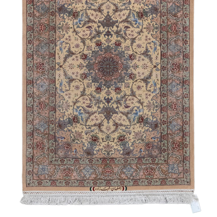 3' 6" x 4' 11" - NAVY AND RED ISFAHAN FLORAL PERSIAN RUG ( 106 x 150 CM )