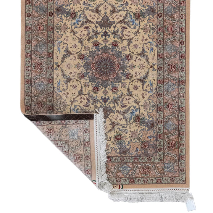 3' 6" x 4' 11" - NAVY AND RED ISFAHAN FLORAL PERSIAN RUG ( 106 x 150 CM )