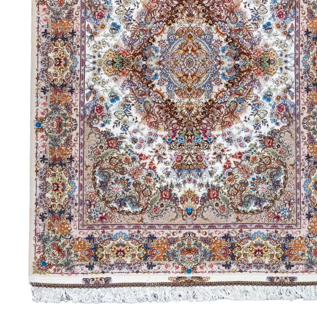 5' 1" x 6' 10" - BEIGE AND BEIGE TABRIZ FLORAL PERSIAN RUG ( 155 x 208 CM )