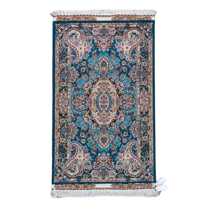 3' 3" x 5' 3" - GREEN AND BEIGE TABRIZ FLORAL PERSIAN RUG ( 99 x 160 CM )