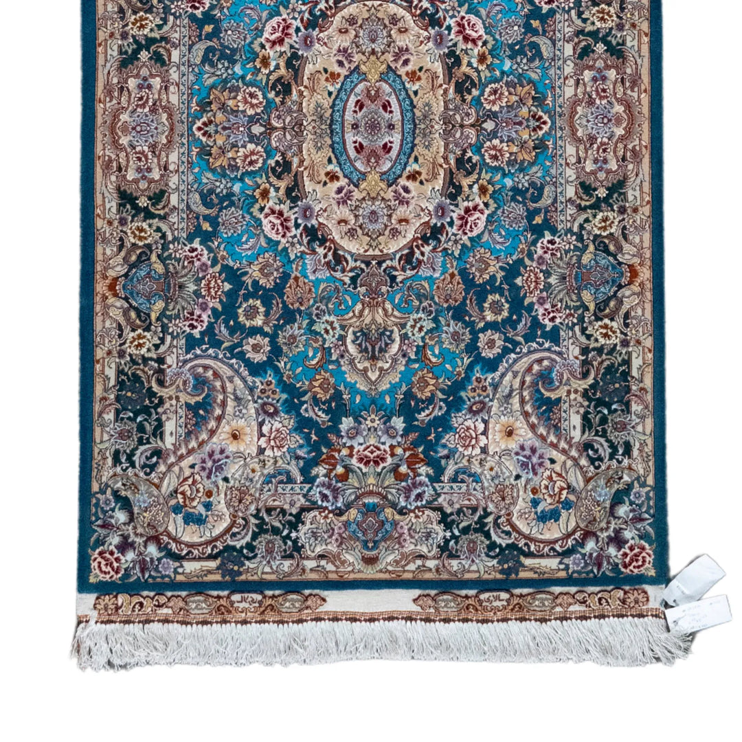 3' 3" x 5' 3" - GREEN AND BEIGE TABRIZ FLORAL PERSIAN RUG ( 99 x 160 CM )