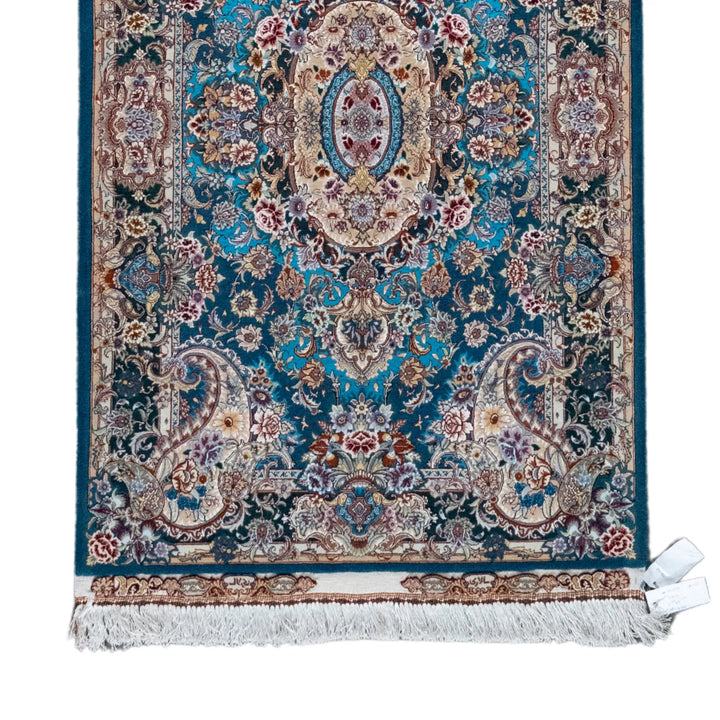3' 3" x 5' 3" - GREEN AND BEIGE TABRIZ FLORAL PERSIAN RUG ( 99 x 160 CM )
