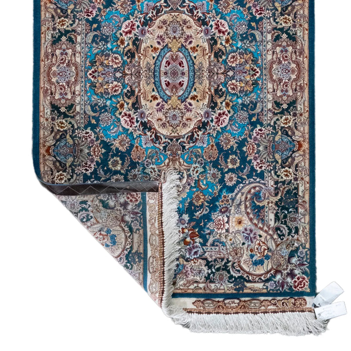 3' 3" x 5' 3" - GREEN AND BEIGE TABRIZ FLORAL PERSIAN RUG ( 99 x 160 CM )