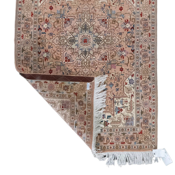 3' 2" x 4' 11" - PINK AND MULTICOLOR TABRIZ FLORAL PERSIAN RUG ( 96 x 150 CM )