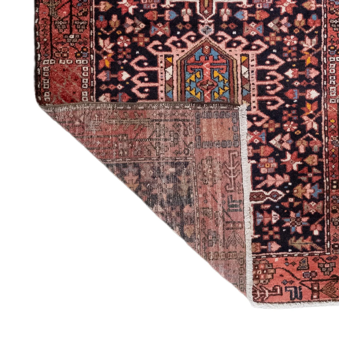3' 6" x 4' 5" - RED AND RED KARAJEH GEOMETRIC PERSIAN RUG ( 106 x 134 CM )