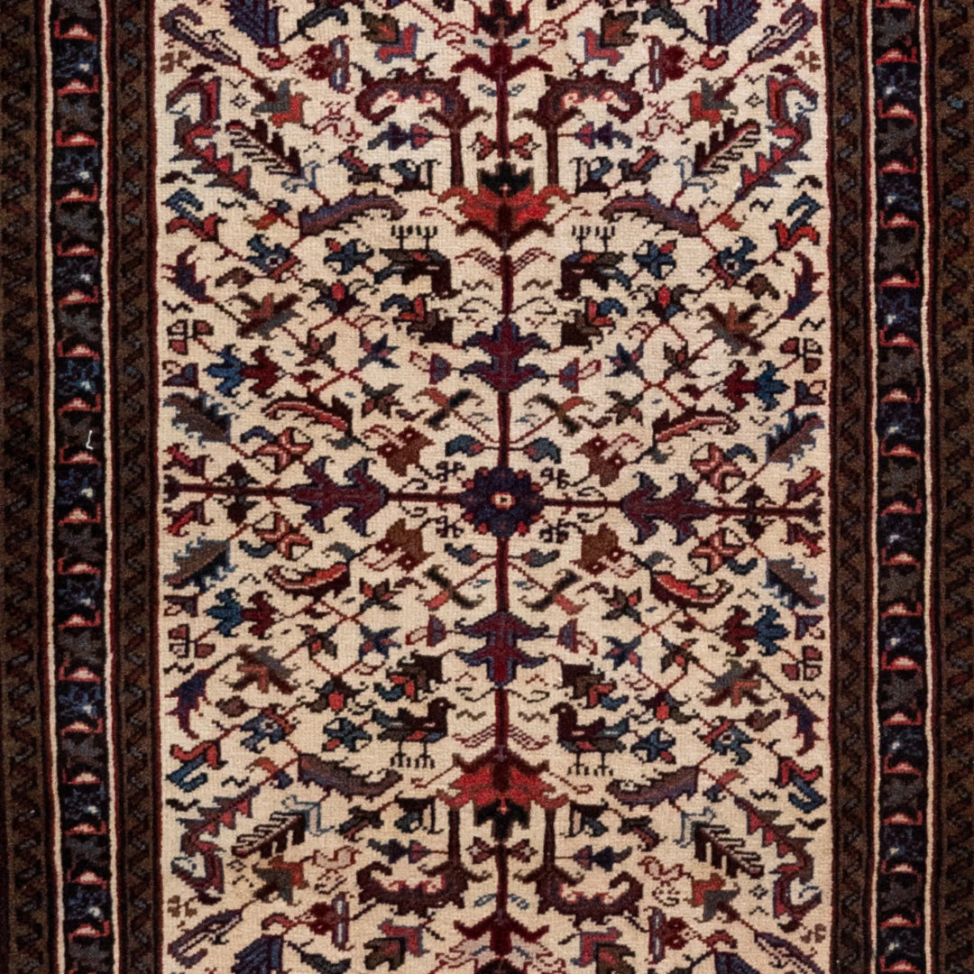 3' 1" x 4' 7" - BEIGE AND RED HERIZ GEOMETRIC PERSIAN RUG ( 94 x 140 CM )