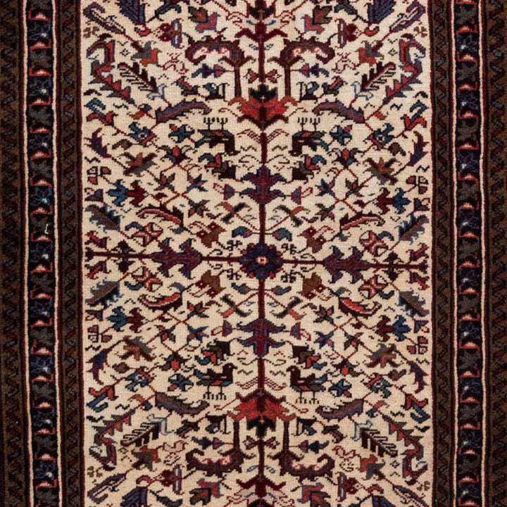 3' 1" x 4' 7" - BEIGE AND RED HERIZ GEOMETRIC PERSIAN RUG ( 94 x 140 CM )